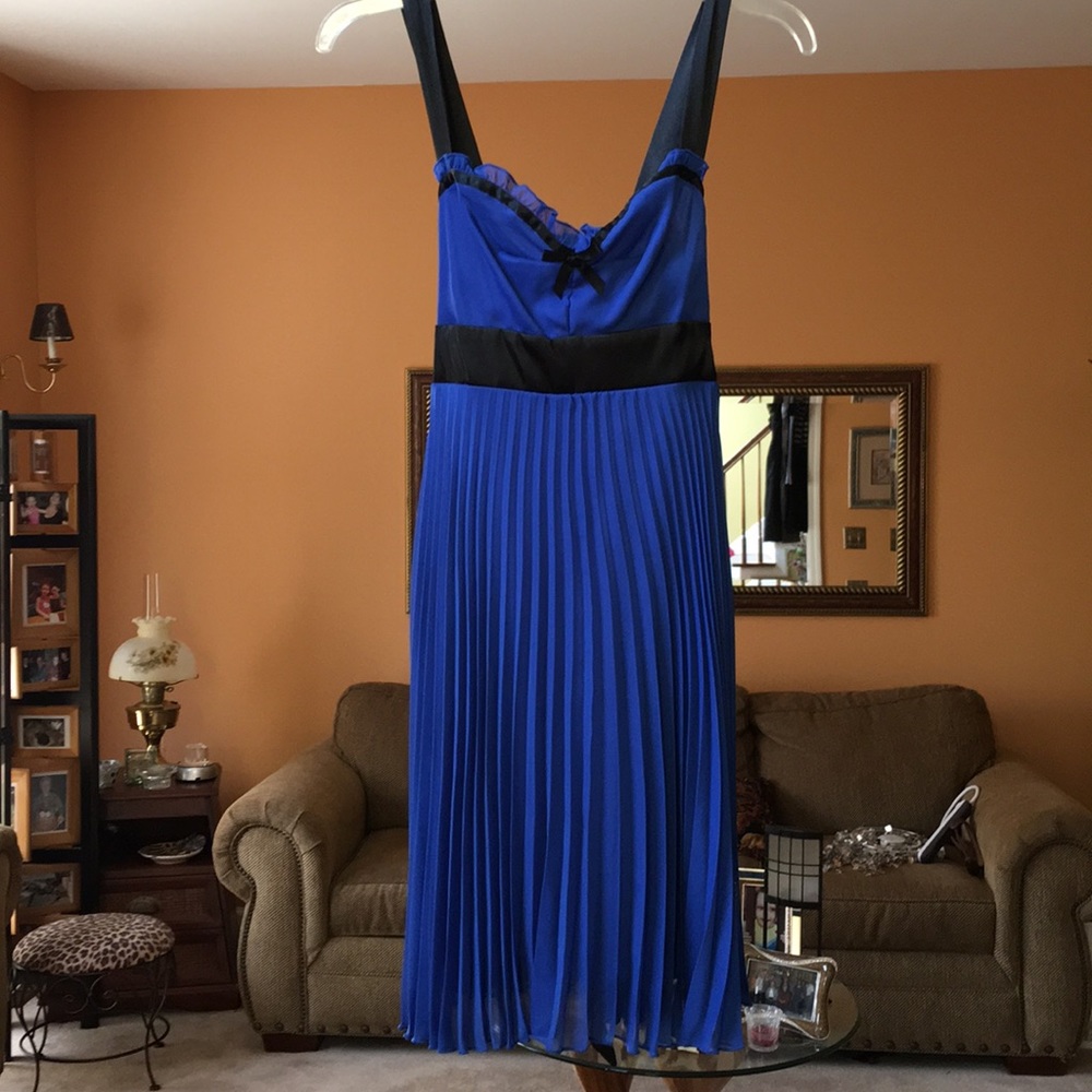 Blue Party Dress with Black Sash